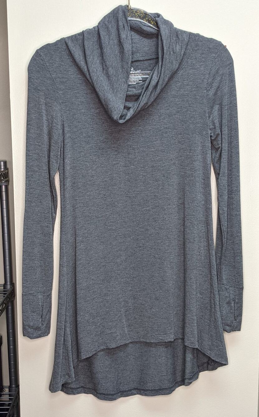 Cuddl Duds Heathered Gray Hi-Lo Long Sleeve Top S